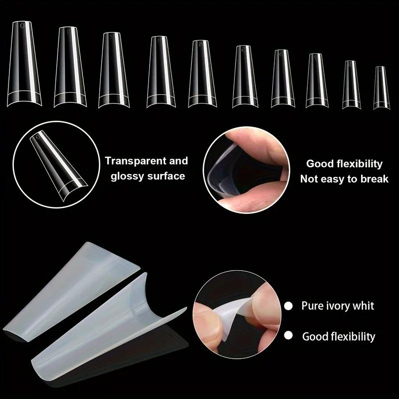 500 pièces cercueil français danseur ongles conseils acrylique ongles artificiels demi faux flocons