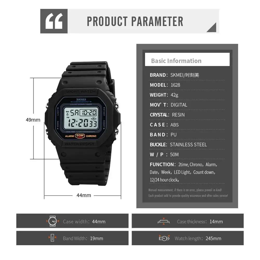 SKMEI 1628 luxe numérique hommes montres sport étanche électronique hommes montres militaire rétro-é