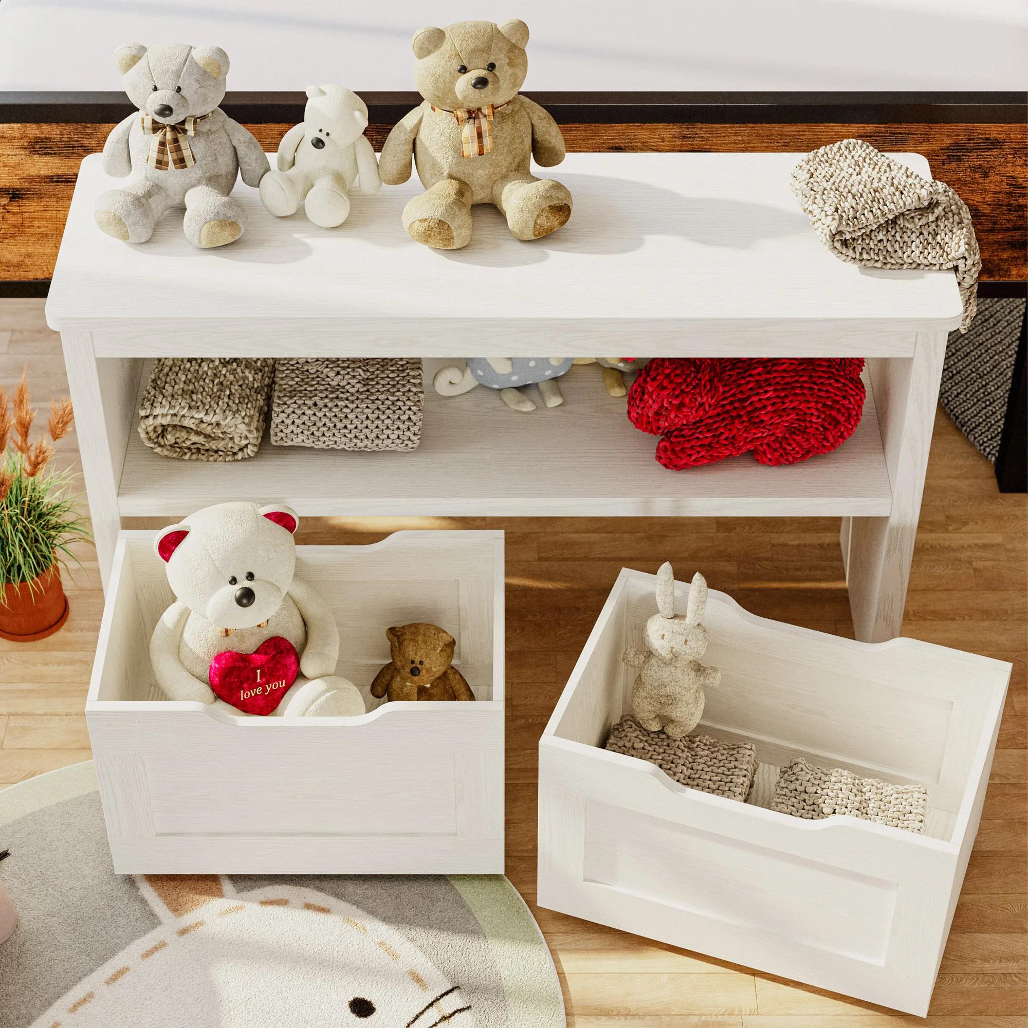 IlearCK-Rangement de jouets pour garçons et filles, avec égouts de proximité, roues et étagère ouver