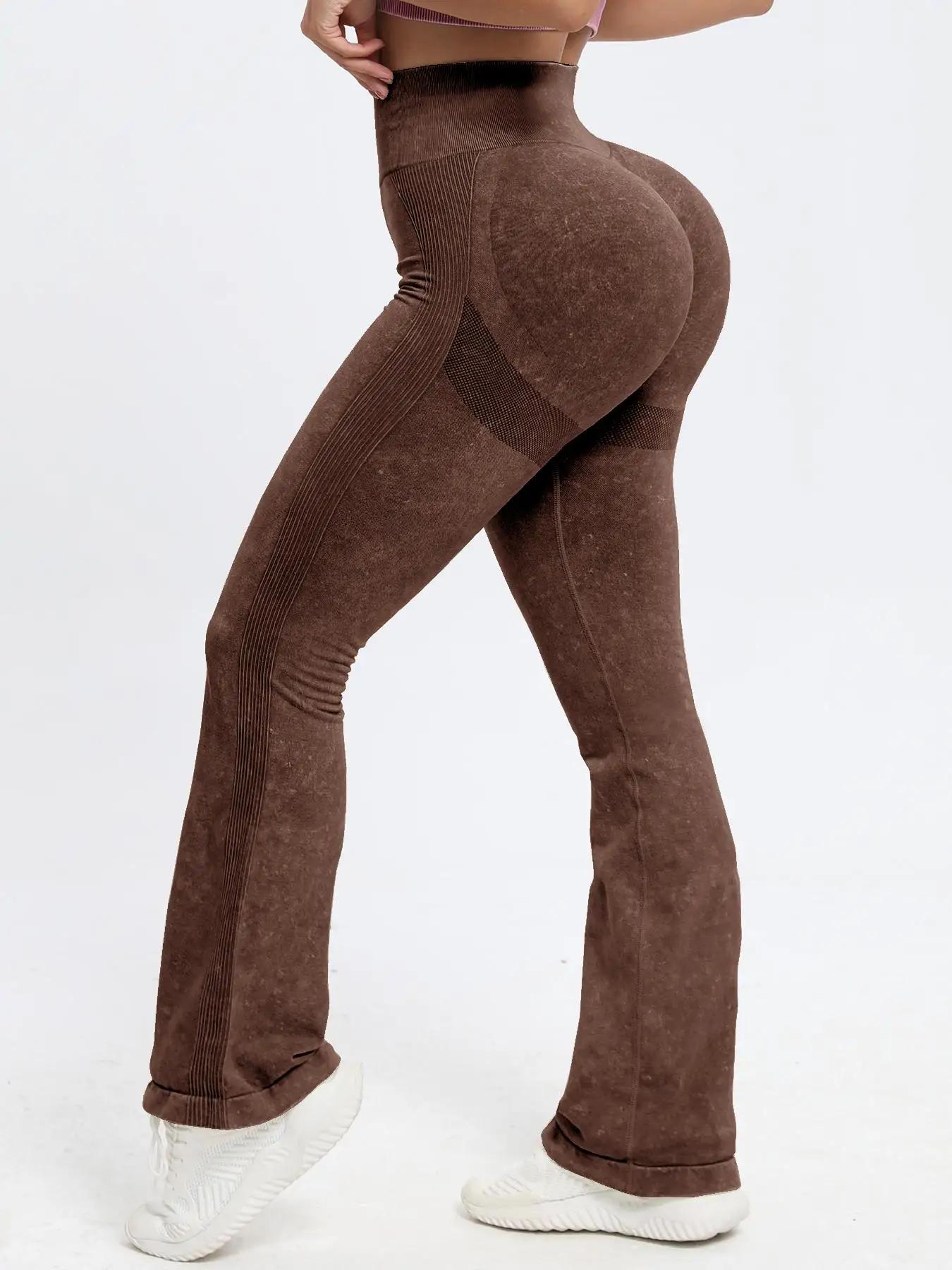 Pantalon moulant taille haute sans couture pour femmes - Yoga, fitness, tricot élastique