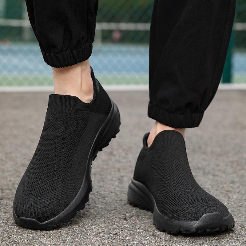 Chaussures de marche homme antidérapantes respirantes - Baskets sport été mode large pied