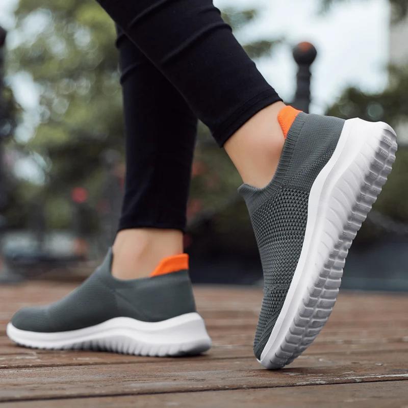Hommes chaussures baskets respirant maille sans lacet chaussures de course en plein air antidérapant