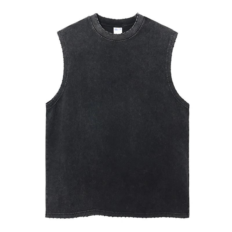 Débardeur Vintage en coton délavé à l'acide pour hommes et femmes, gilet de sport, d'entraînement, d