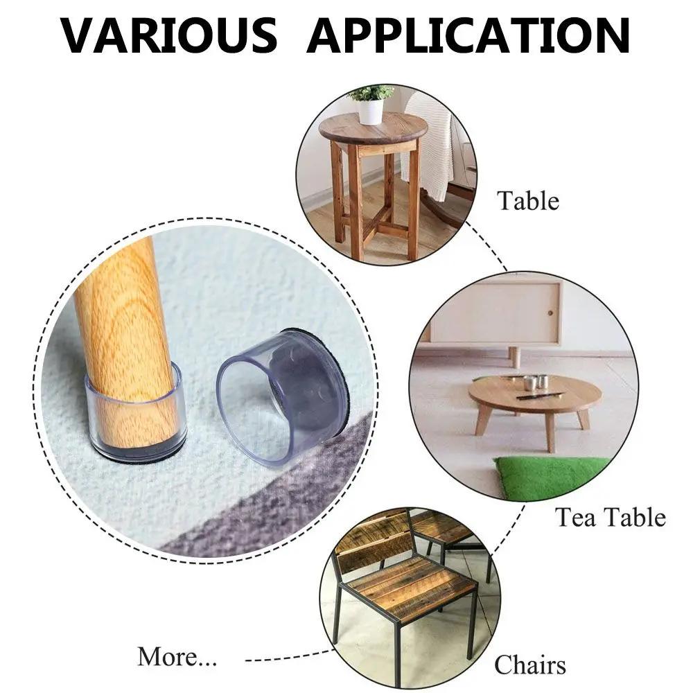 Coussinets transparents en silicone pour pieds de table et chaise, capuchons en PVC, couvre-pieds as
