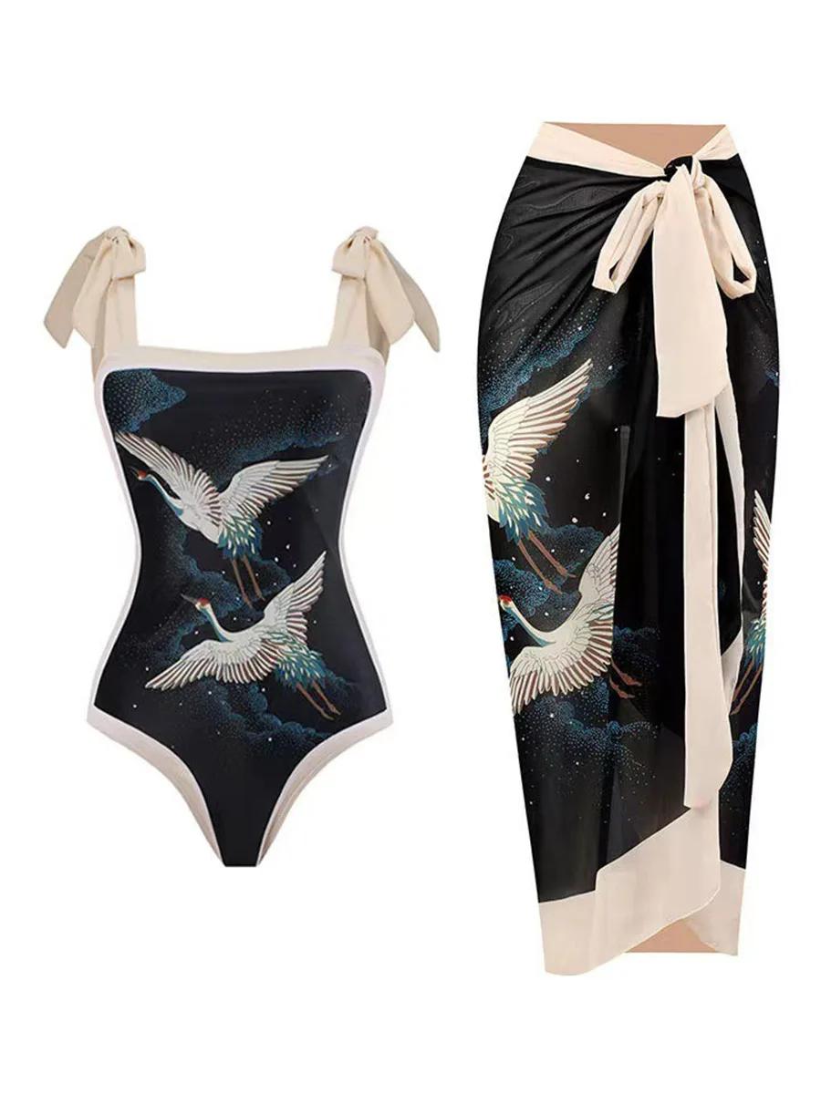 Maillot de bain une pièce 2026 avec jupe échancrée et rembourrage, sexy, pour femme, tenue de plage