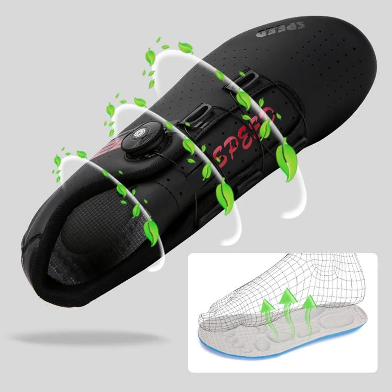Chaussures de cyclisme professionnelles semelle extérieure en caoutchouc bouton boucle chaussures vt