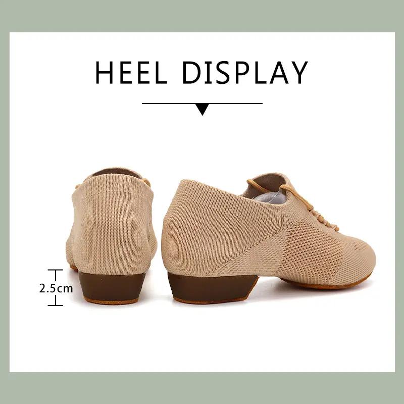 Chaussures de danse tricotées pour femmes, chaussures d'enseignant à semelle souple, chaussures d'en