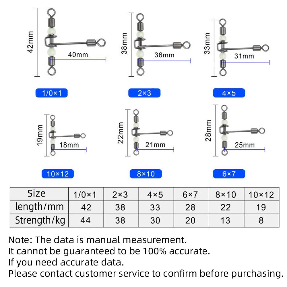 DNDYUJU 10 pièces 3 voies lumineux en forme de T transversale pivotant avec perles perles émerillons