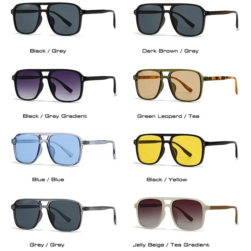 SO & EI mode Double ponts carrés Rivets femmes lunettes de soleil rétro hommes dégradé nuances UV400