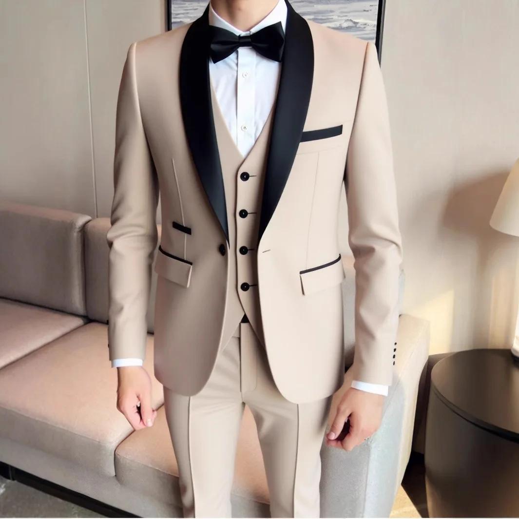 3 pièces costume veste gilet pantalon/mode hommes décontracté de haute qualité affaires mince marié