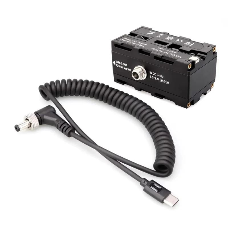 Adaptateur d'alimentation de batterie DUNIBattery de type C à double face NP-F550/570/770/970 pour l