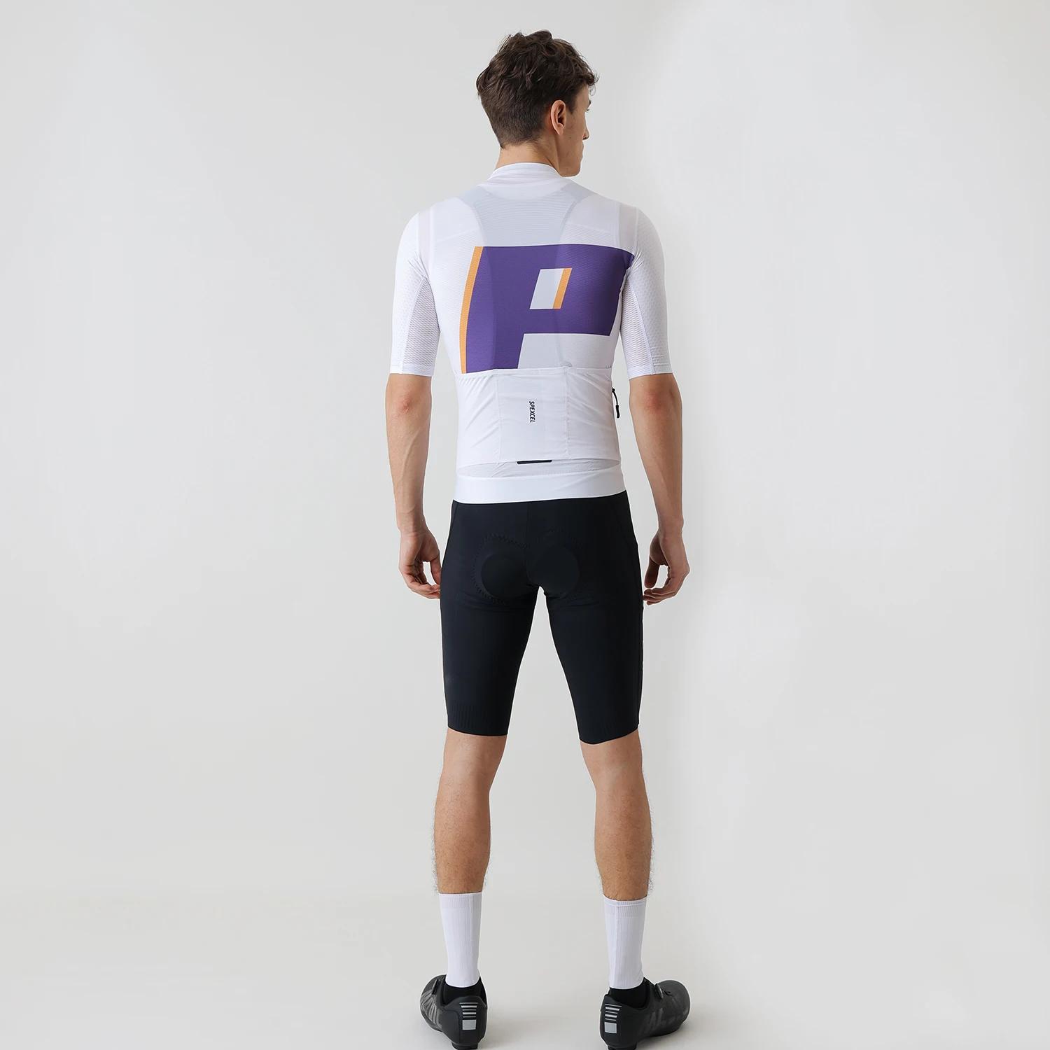 SPEXCEL-Maillot de Cyclisme PRO à Manches Courtes, Adapté à la Course Italienne, Tissu observateur e