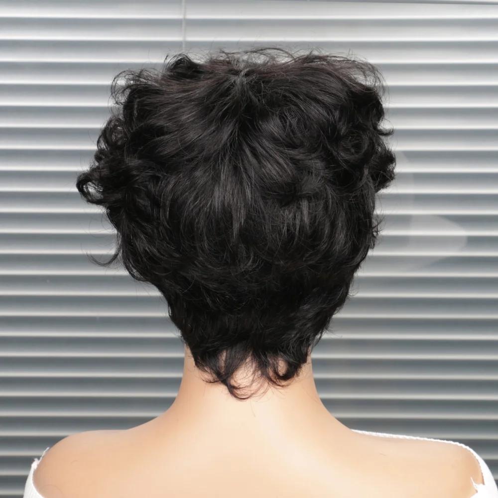 Perruque courte coupe pixie, perruque bouclée bob en cheveux humains pour femmes noires, perruques f