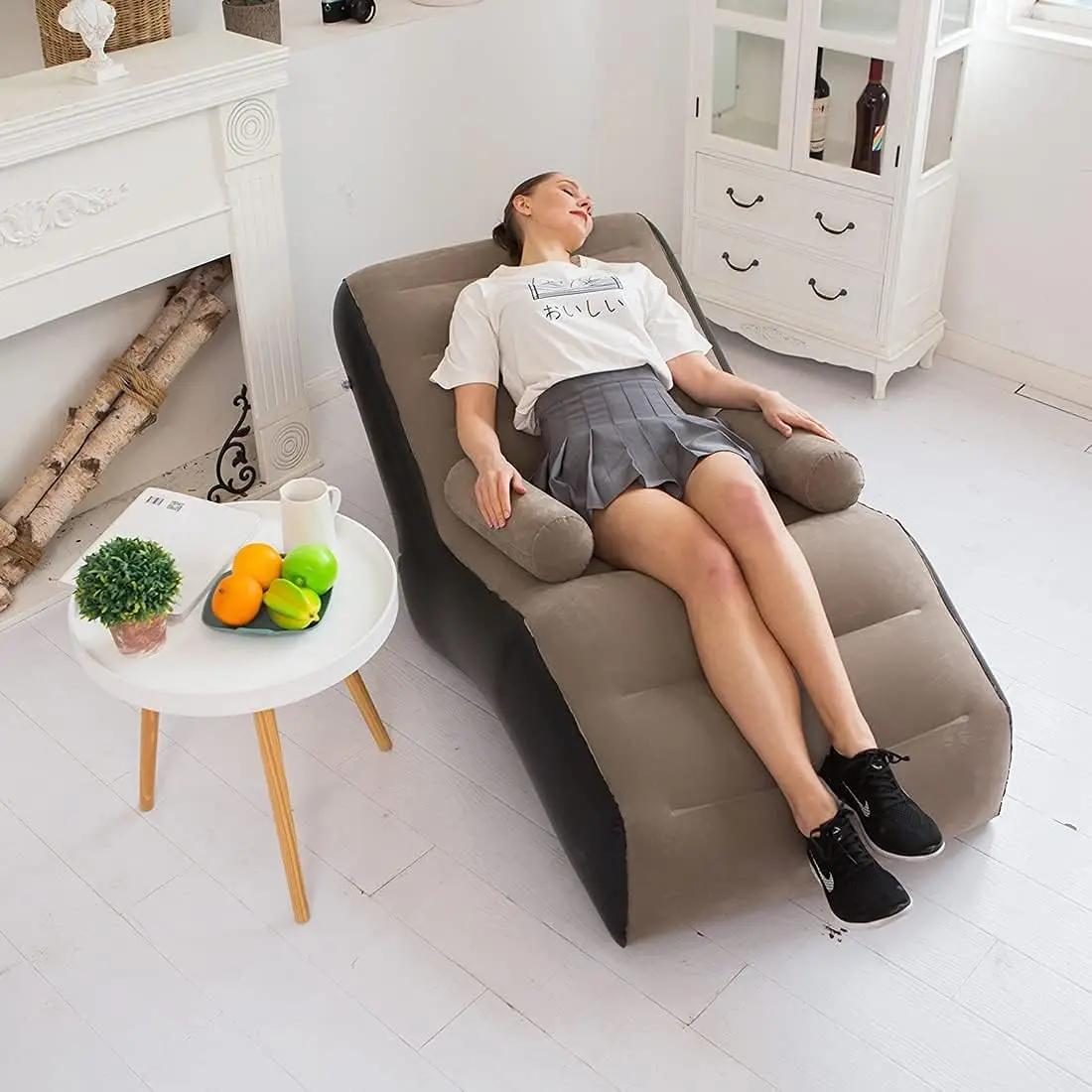 Canapé paresseux pliant, chaise longue gonflable, plis épais et durables, chaise longue de jeu compa
