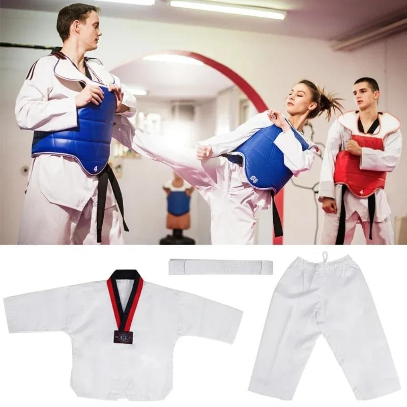 Costumes TKD à manches longues, uniformes de Taekwondo blancs, vêtements de karaté WTF Judo Dobok po