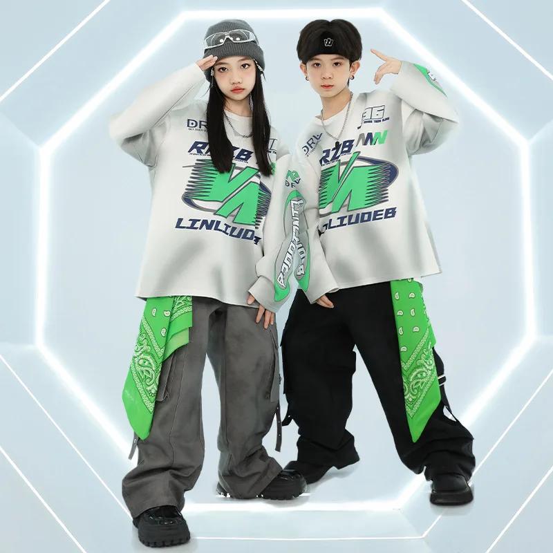 Costume de danse Hip Hop Jazz pour garçons et filles, haut à manches longues, tenue de pantalon, pra