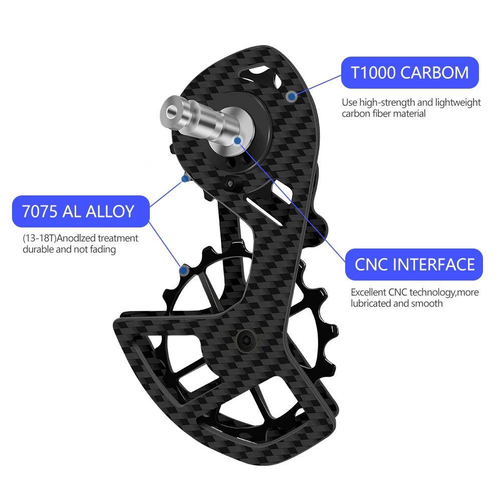 Jeu de roues de poulie Jockey en Fiber de carbone, roulement en céramique, dérailleurs arrière, roue