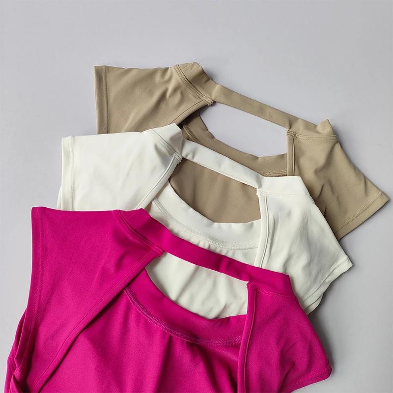 T-shirt de sport dos nu sexy femme - Haut moulant à séchage rapide pour yoga amincissant