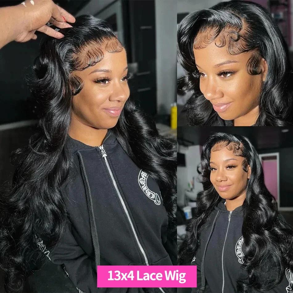 Perruque Lace Front Wig Body Wave Brésilienne Naturelle, Cheveux Humains Transparent HD, 13x6, Densi