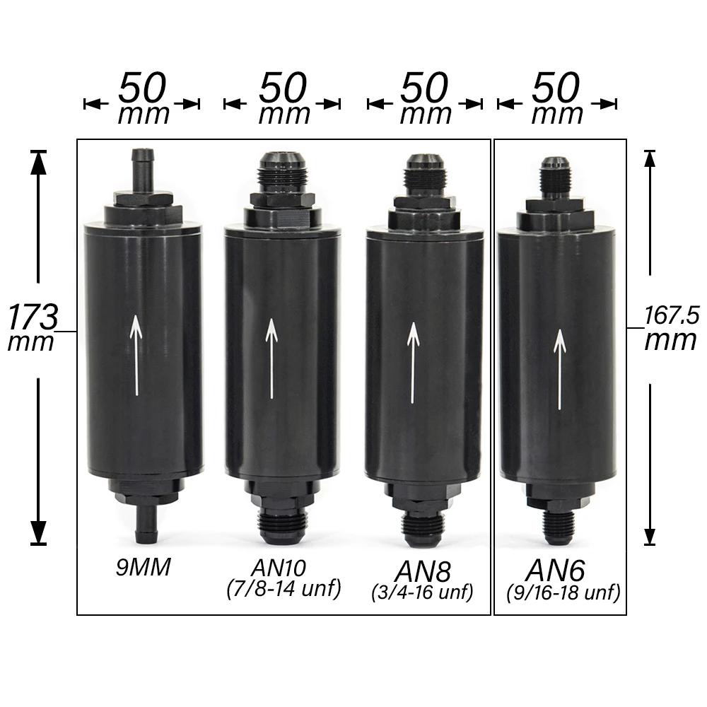 Filtre à carburant en aluminium OD 2 pouces, filtre en acier inoxydable E85 avec élément en acier de