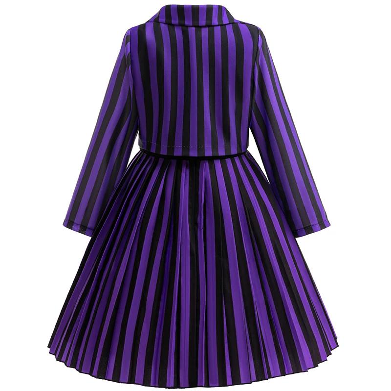 Vêtements pour enfants filles, 2 pièces, Costume d'halloween Cosplay du mercredi Enid, robes de fête
