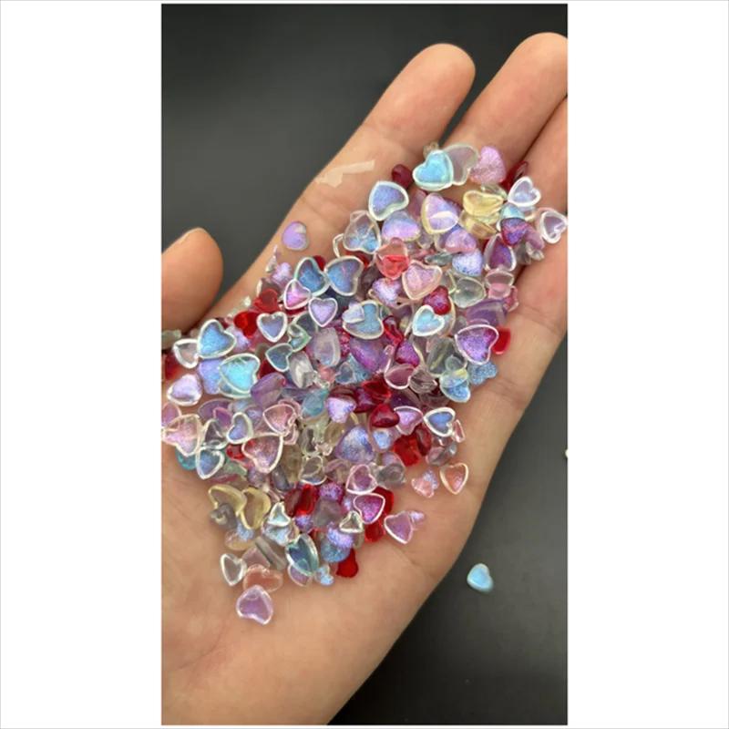 50 pièces accessoires résine Kawaii Nail Art breloques dessin animé coeur décorations d'ongles taill