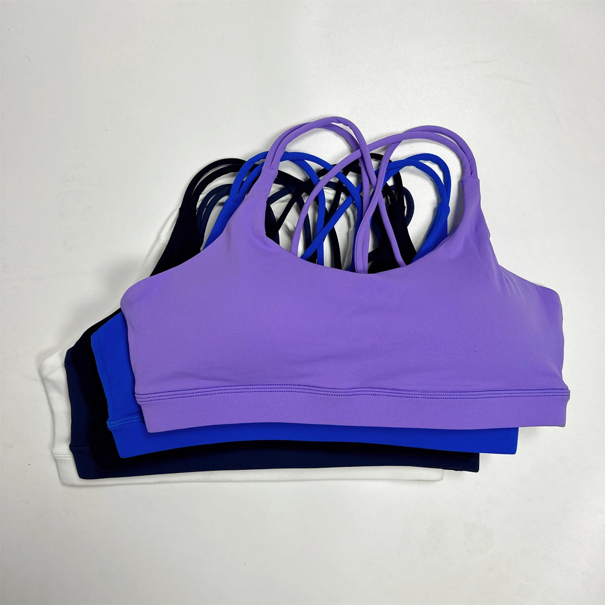 Couleur unie haute résistance Gym sous-vêtements Yoga croix femmes Fitness Sport soutien-gorge haut