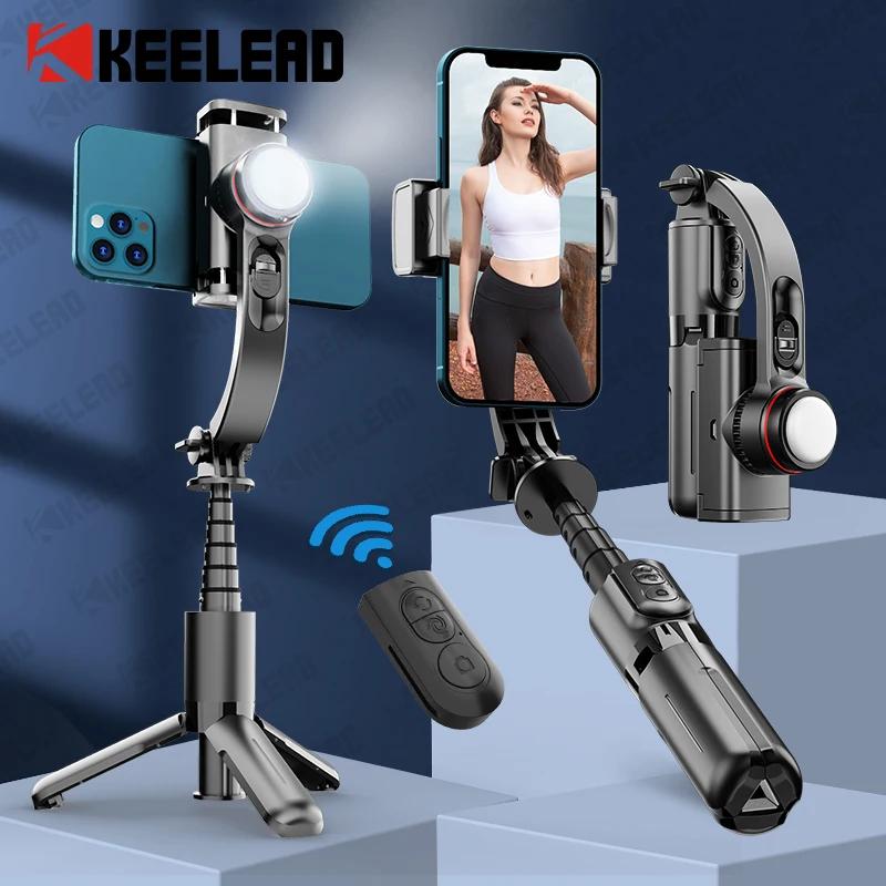 Trépied perche à Selfie stabilisateur de cardan avec lumière de remplissage Bluetooth sans fil exten