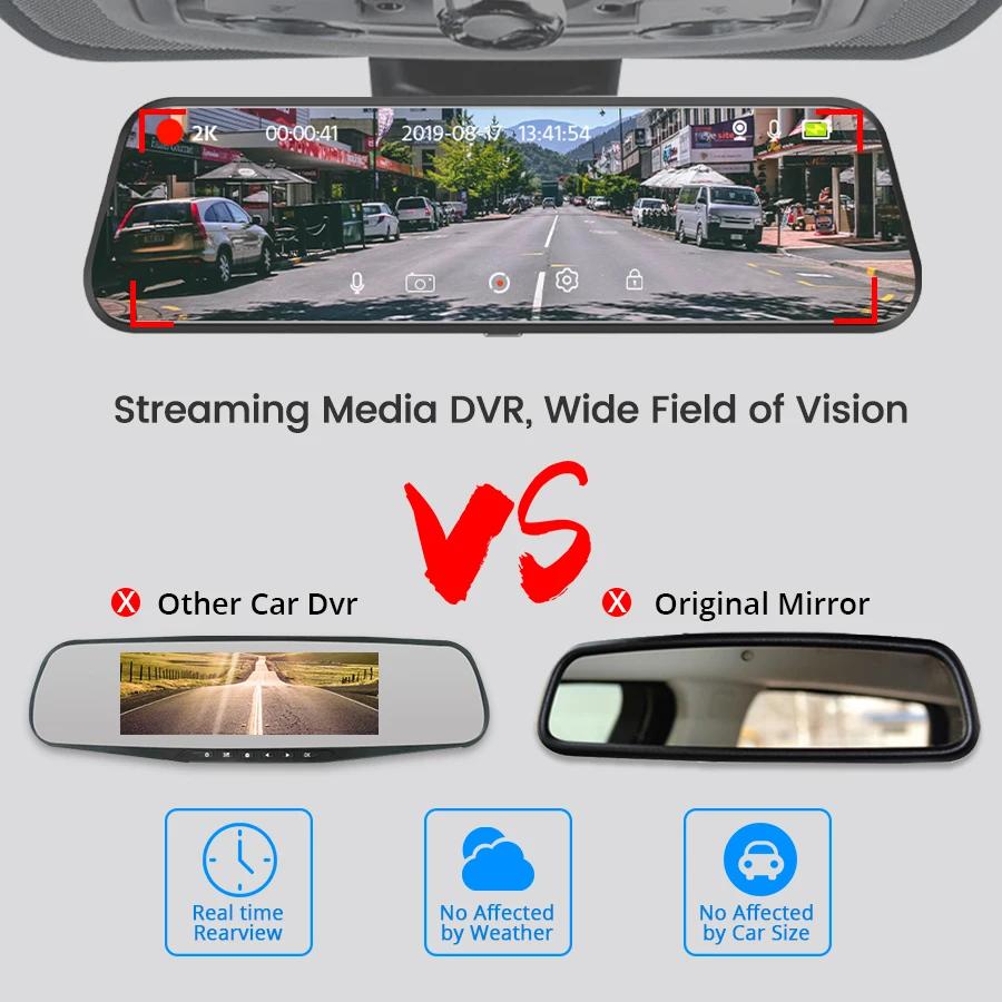 Caméra de rétroviseur pour voiture, écran tactile, enregistreur vidéo, rétroviseur, caméra de tablea