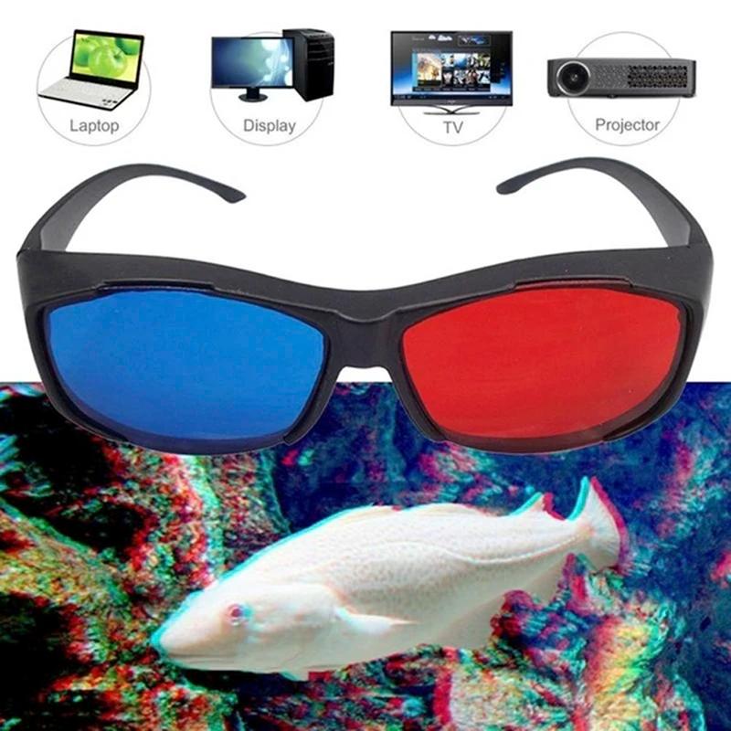 Lunettes 3D universelles pour jeu de film Anaglyph, monture noire, rouge, bleue, de haute qualité, n