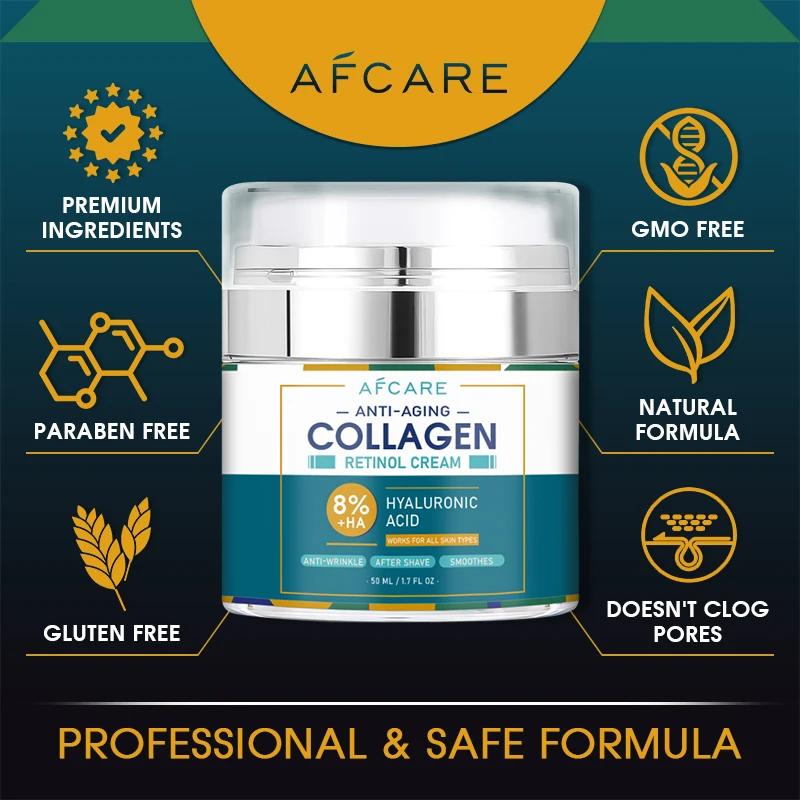 Combinaison de crème pour le visage au collagène 8%, acide hyaluronique de haute qualité, Anti-rides
