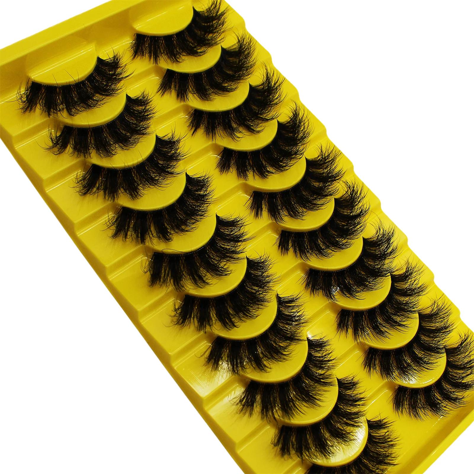Faux cils moelleux russes, cils à bande 3D, maquillage désordonné, cils optiques moelleux, 10 paires