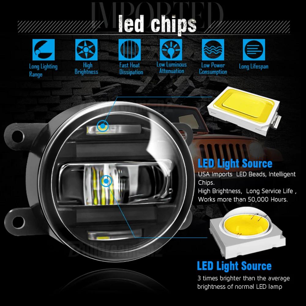 Ensemble de phares antibrouillard LED pour voiture, feu antibrouillard diurne en aluminium DRL, Land