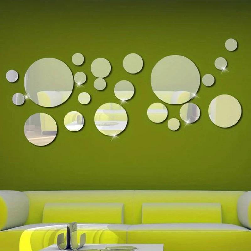 Autocollants muraux miroir acrylique 3D, miroir rond, autocollants muraux pour chambre à coucher, sa