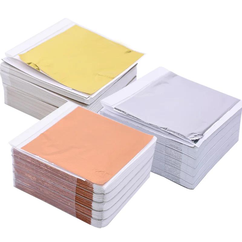 100 pièces Imitation or argent cuivre feuille papiers feuille flocon feuilles de dorure pour ongles