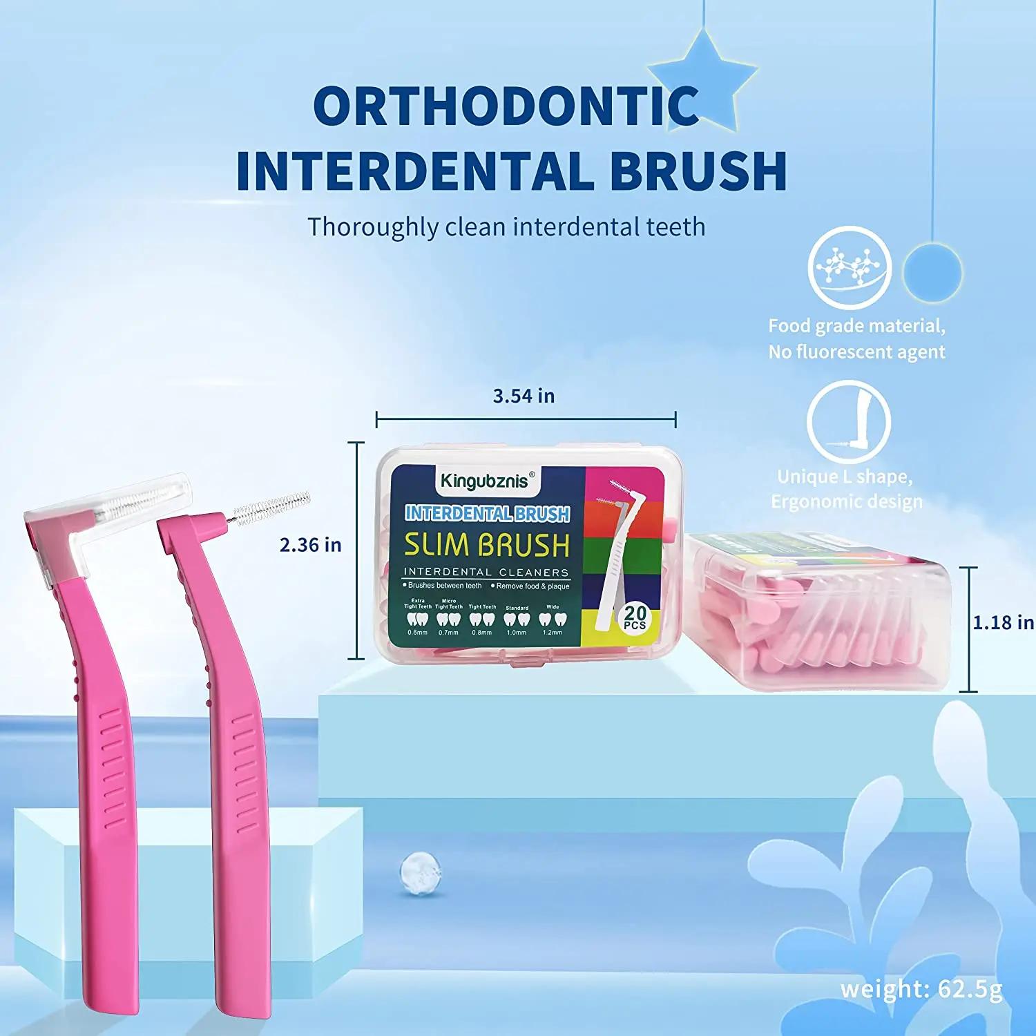 Kingubznis 20 pièces brosse interdentaire pour l'orthodontie dentaire propre entre les outils de net