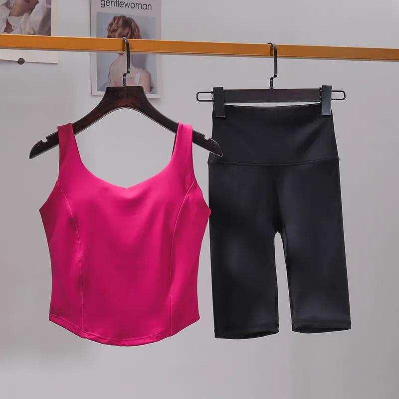 Ensemble sport femme 2 pièces yoga sexy soutien-gorge taille haute shorts fitness course
