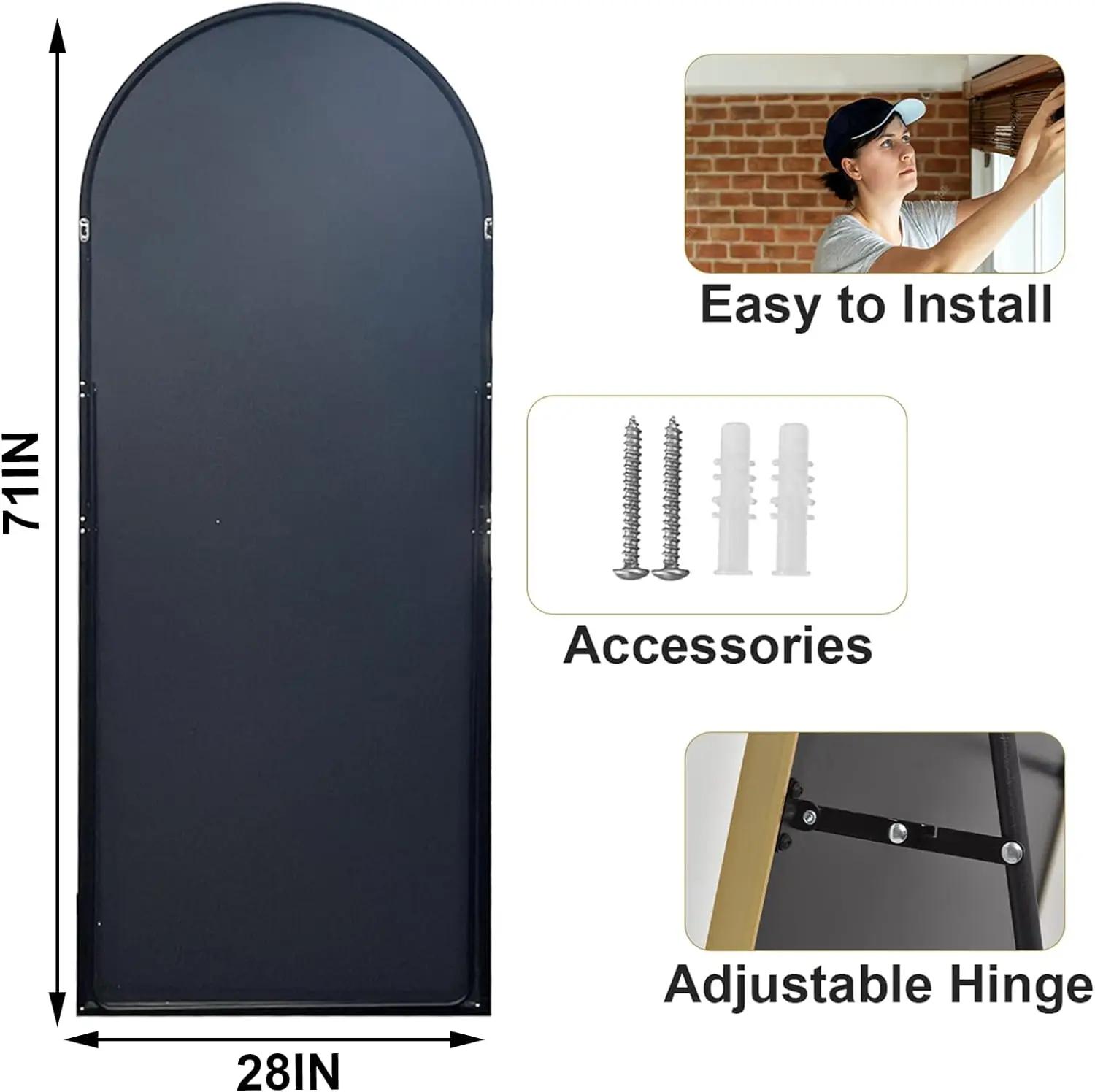 Miroir pleine longueur 26" x 71" - Miroir complet du corps avec cadre en alliage d'aluminium - Miroi