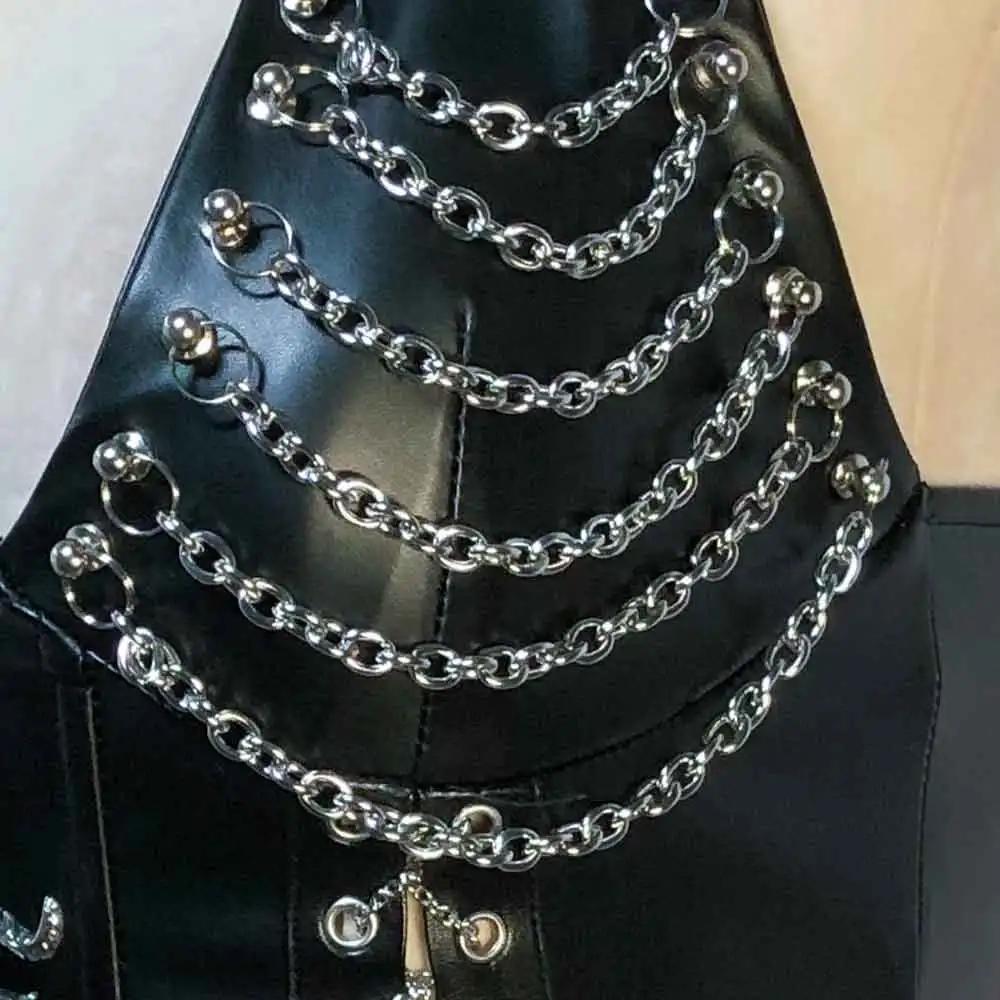 Débardeurs Gothiques Y2K Cybergoth pour Femmes, Vêtements Emo, Tops Corset Gothiques avec Chaîne, So