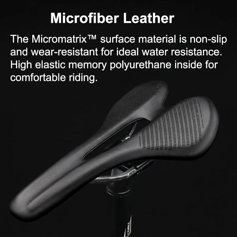 Selle de vélo ultralégère en fibre de carbone T800, siège confortable en cuir, coussins de course de