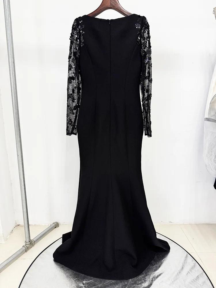 HIGH STREET Nouvelle Collection 2026 Robe Longue de Soirée Designer pour Femme, à Manches Longues, e