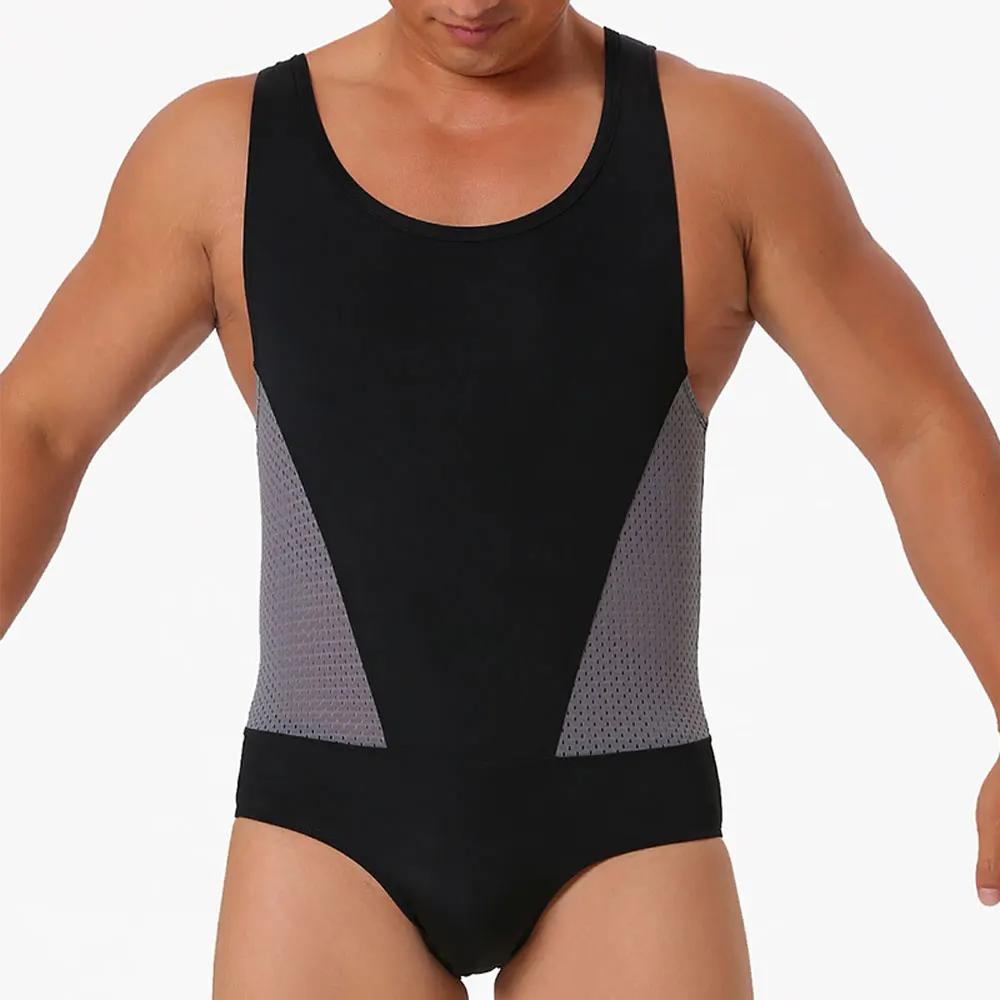 Justaucorps Sexy maillot de corps hommes Sport GYM body chaud bas de corps élasticité combinaison lu