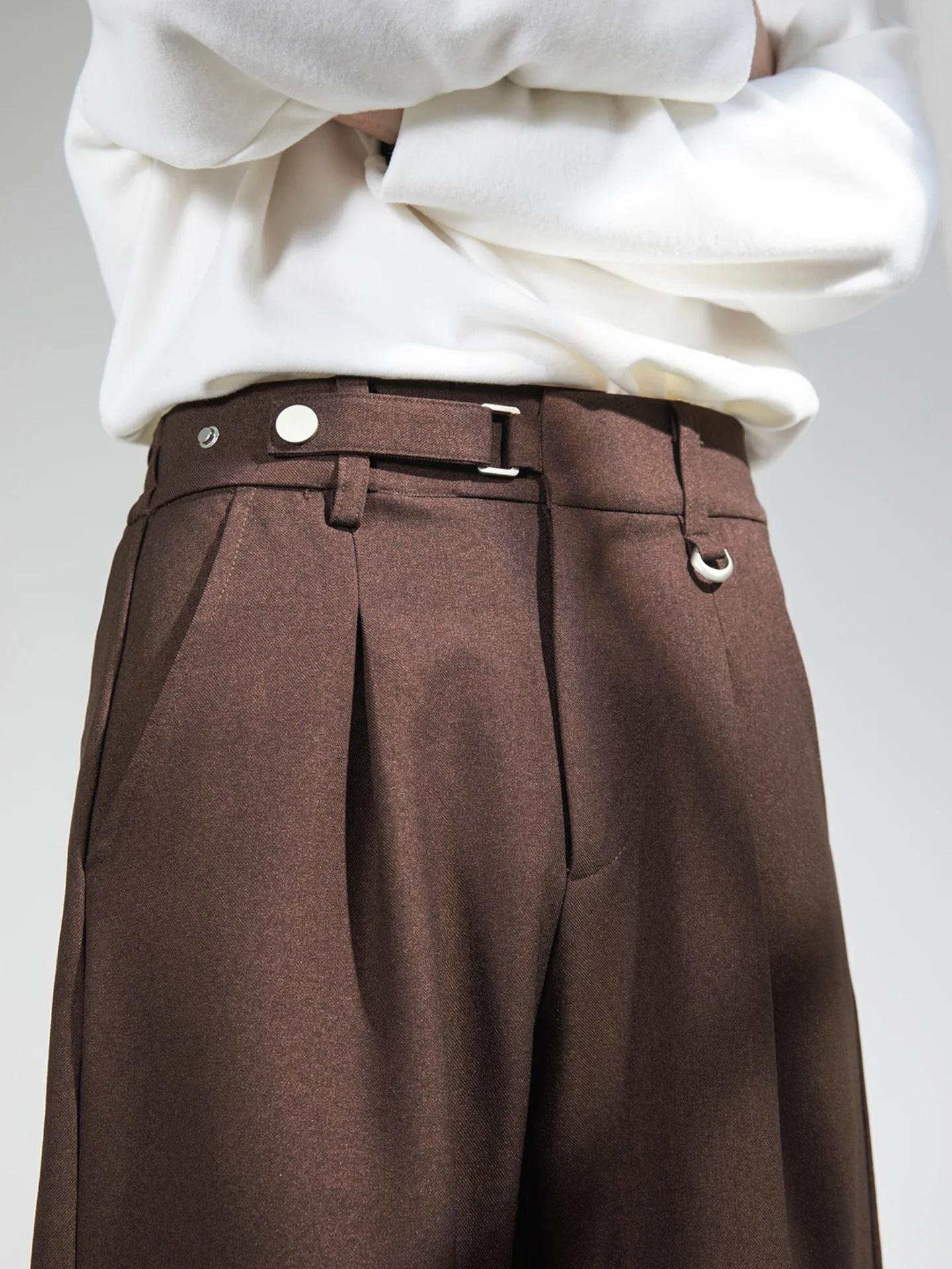 Pantalon drapé rétro pour hommes, taille réglable, décontracté, plissé, respirant, doux, jambe droit