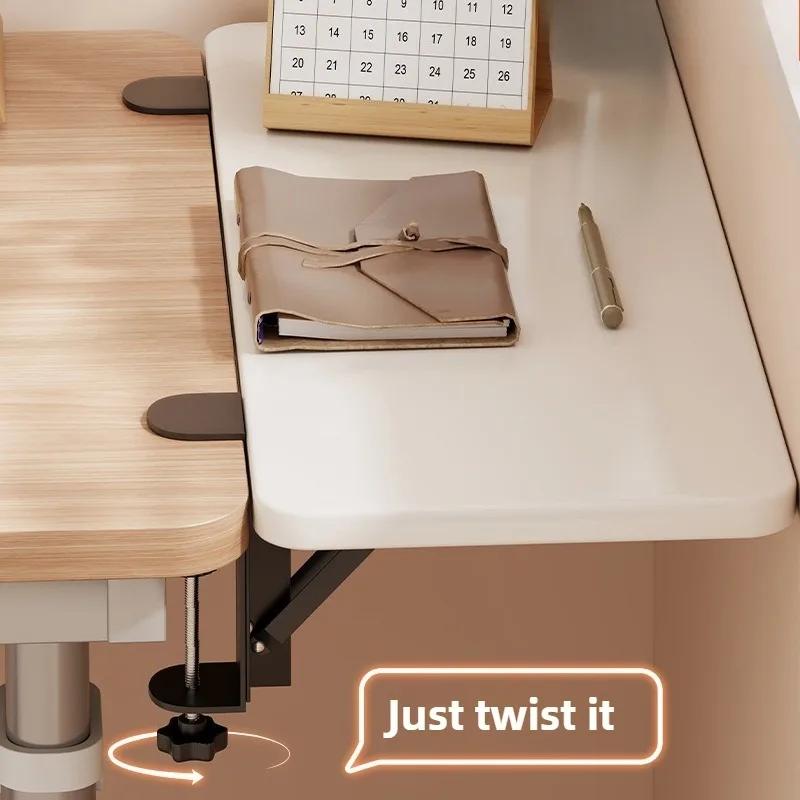 Table d'appoint d'extension de bureau pliable, bureau d'ordinateur en acier et bois, Table d'appoint