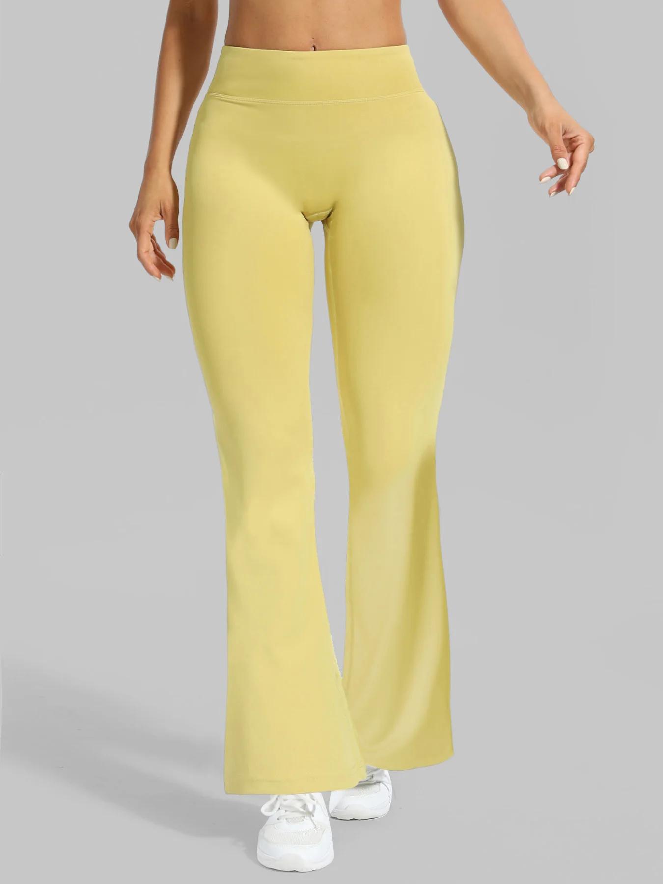 Leggings yoga femme jambes larges extensibles - Pantalon fitness compression poches sensation nue