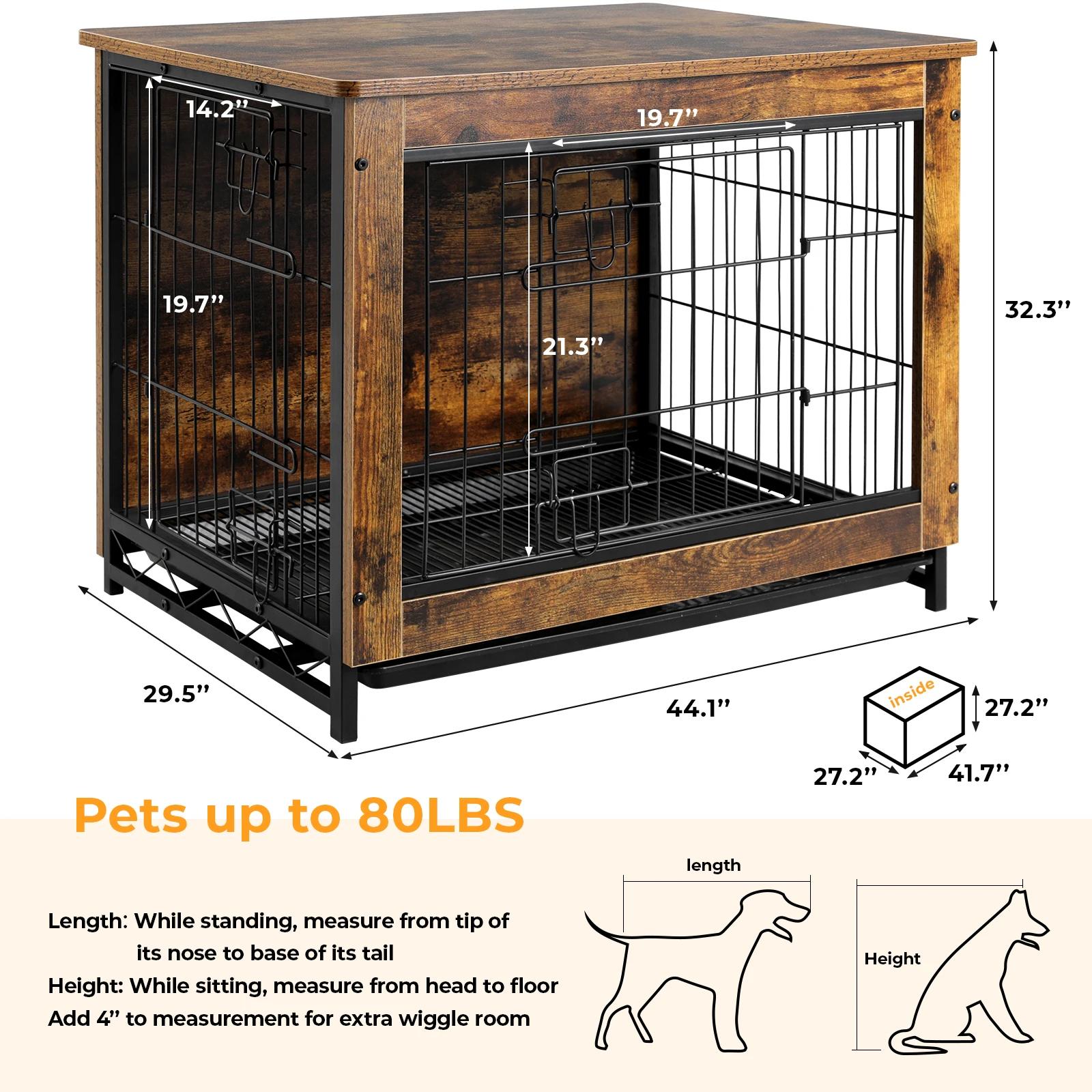 AOOU-Table d'appoint moderne en bois pour chien avec doubles portes, chenil pour chien, meubles de c