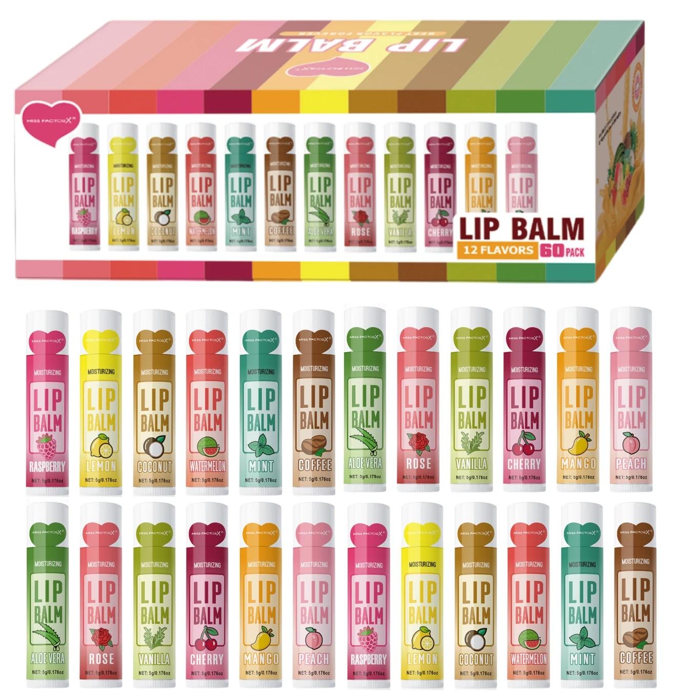 Ensemble de baume à lèvres hydratant, 60 pièces, 5g, hydratant et éclaircissant en profondeur, coule