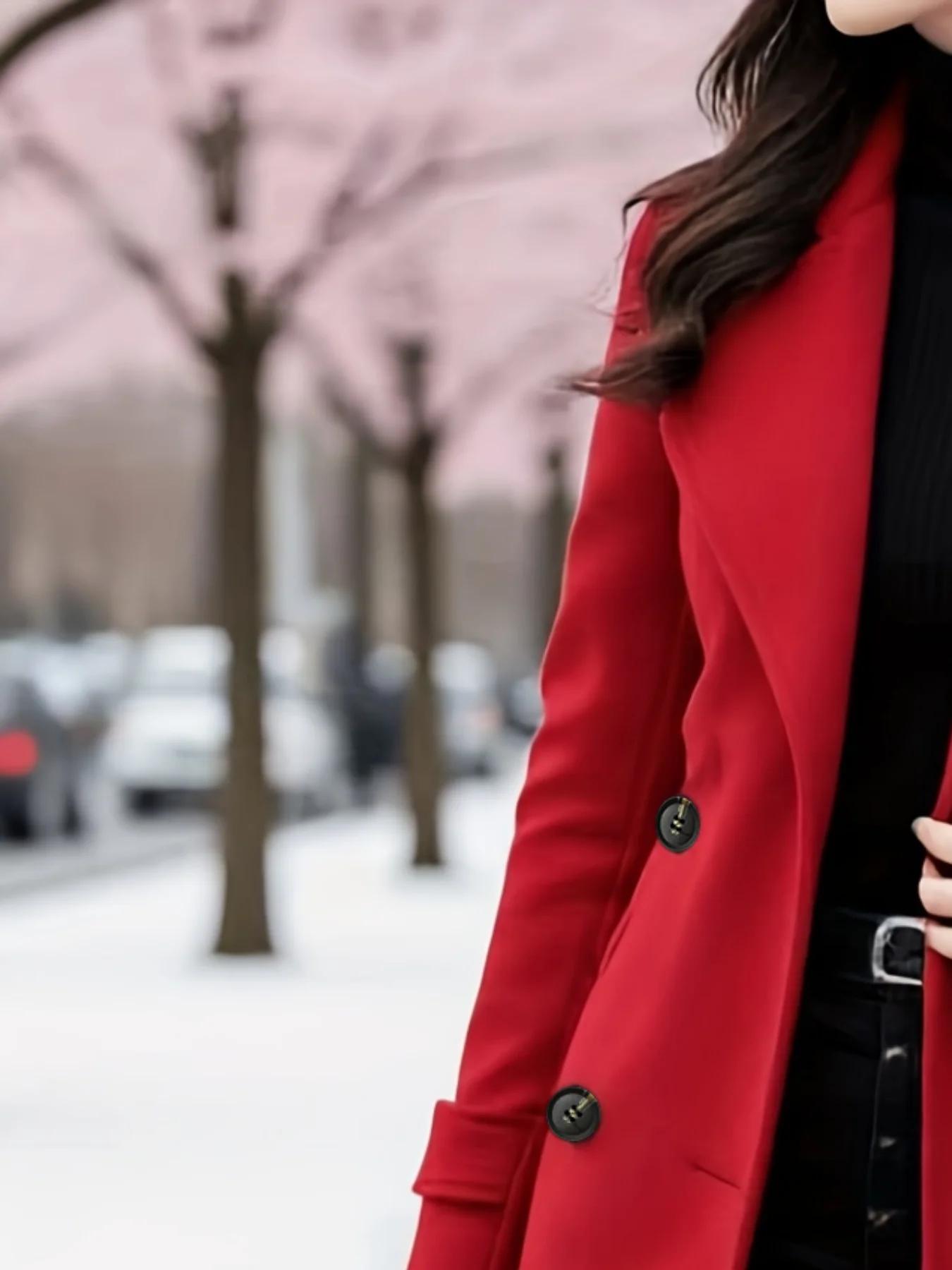Manteau trench classique croisé pour femme, élégant, avec ceinture, long – Doublure épaisse et chaud