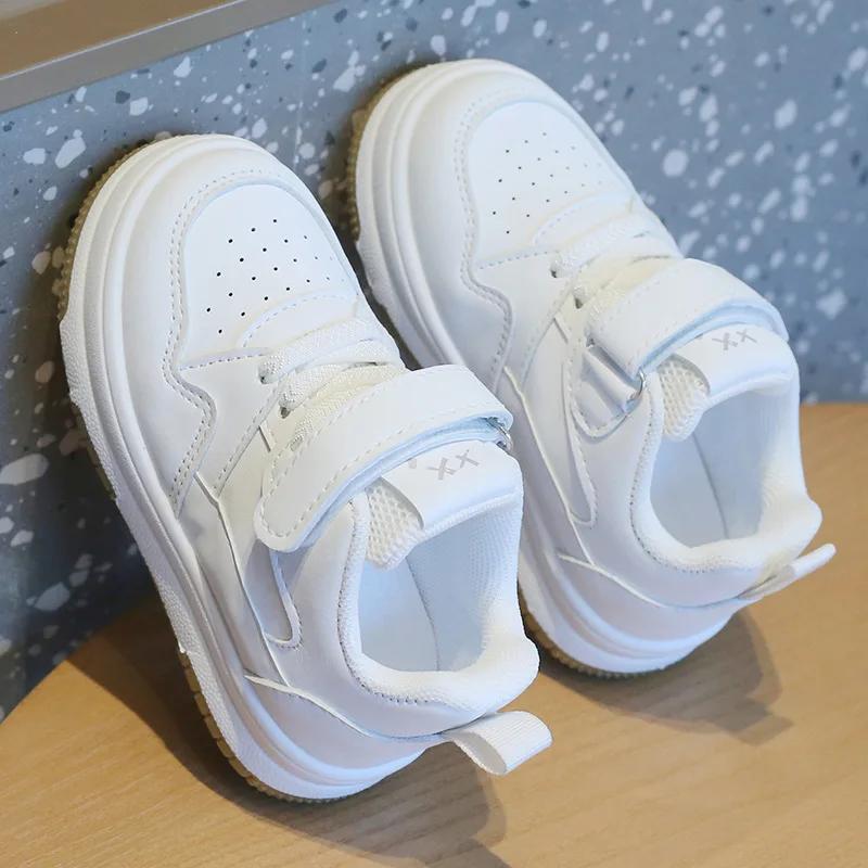 Chaussures blanches pour enfants printemps et automne chaussures de sport pour enfants anti-dérapant