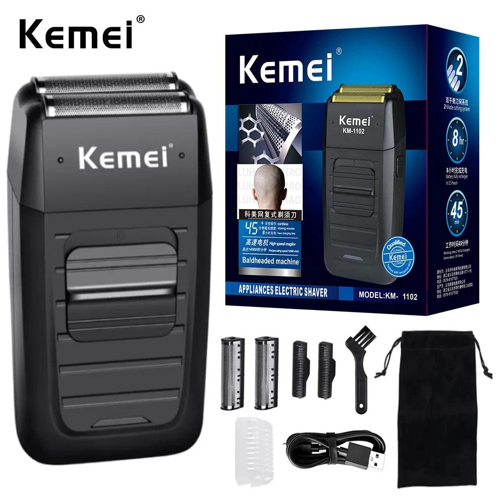 Kemei KM-1102 rasoir sans fil Rechargeable pour hommes double lame rasoir à barbe alternatif soins d